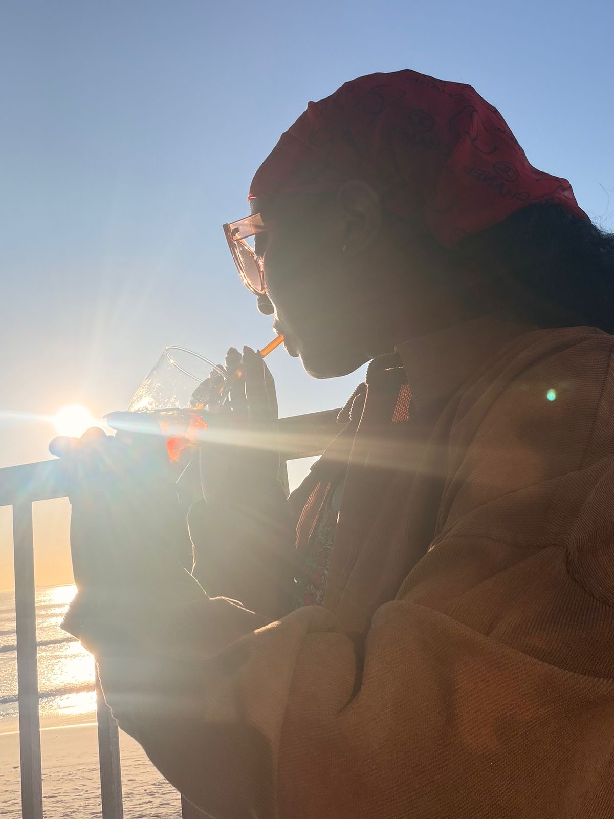 Jerrita at golden hour by the sea